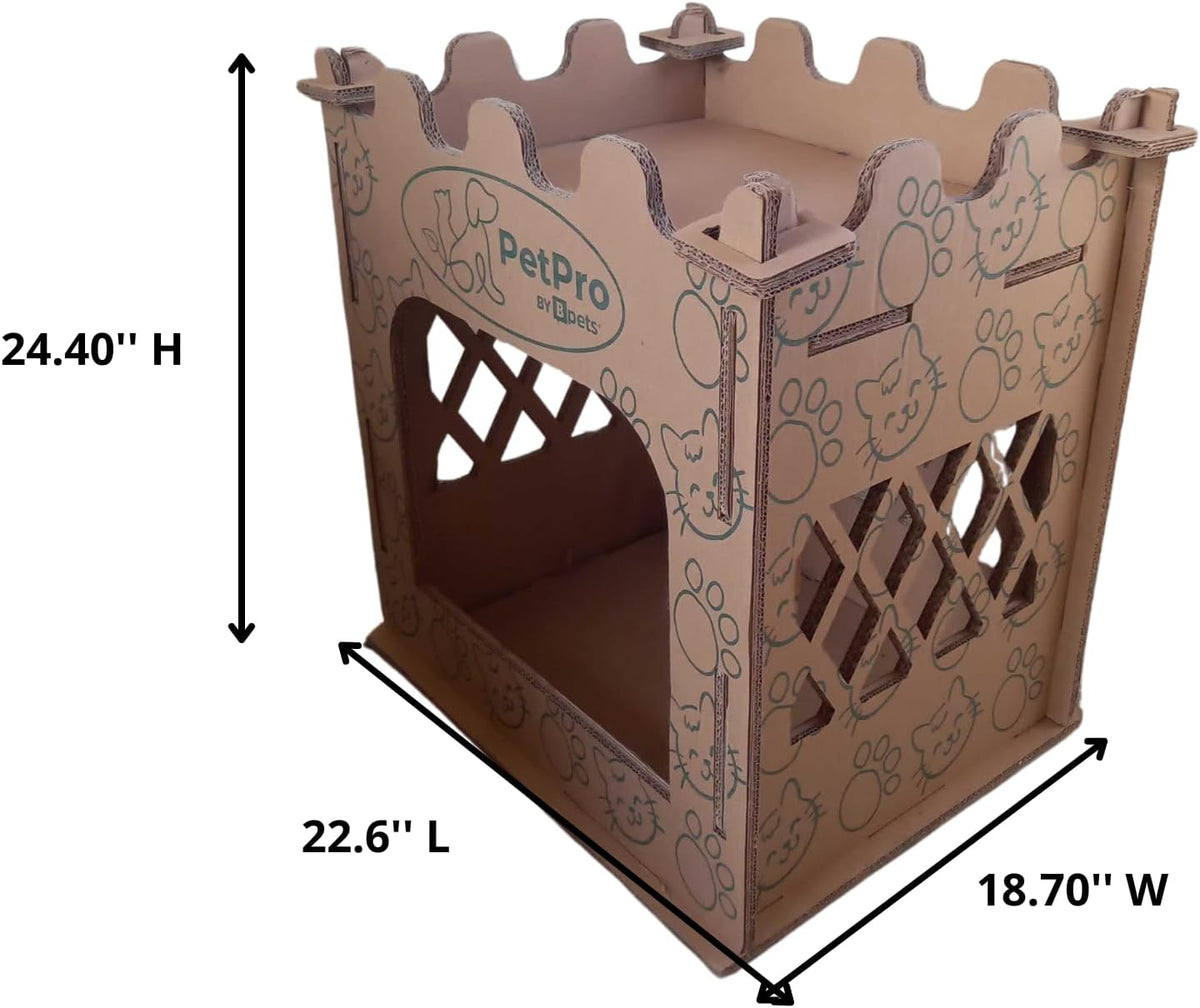 Cardboard Cat Castle – Double Layer Scratch House, Hideaway Playhouse