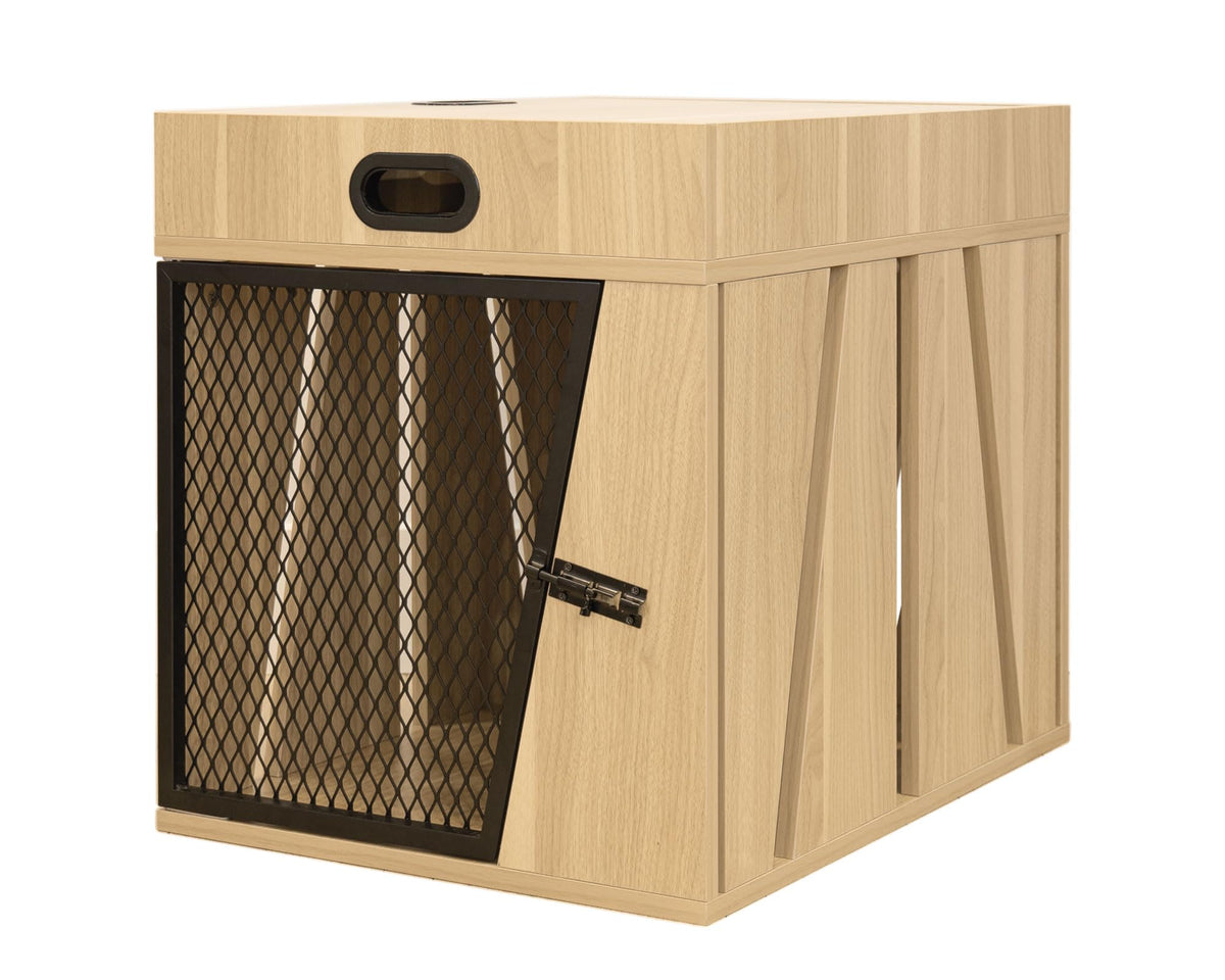 Dog Crate Furniture (Light wood Medium)- House Kennel for Medium Dogs,with Storage Compartment for Leashes, Treats, Beds, Lucky Kennels Penny Wooden.
