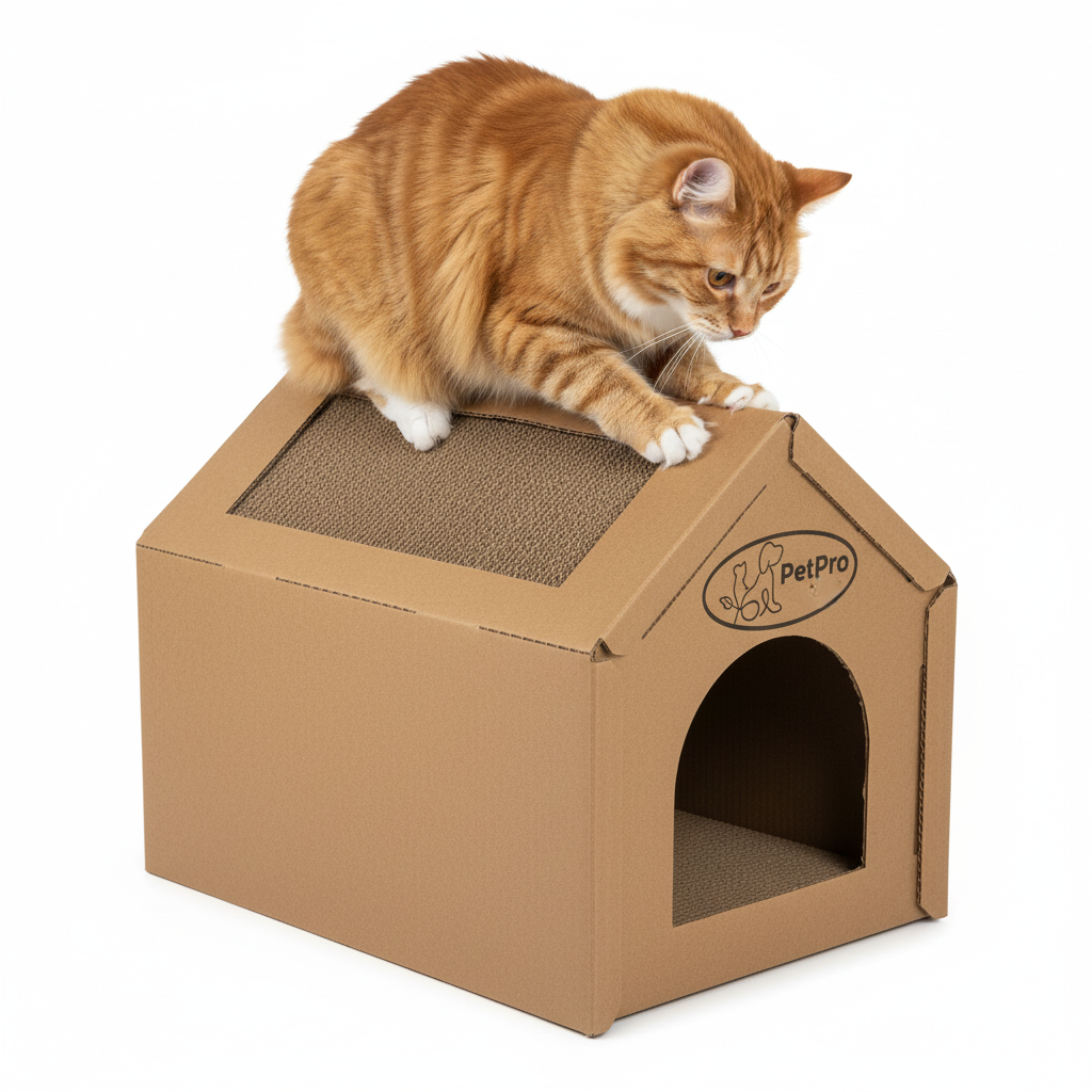 Medium Corrugated Cardboard Cat House, Cozy Hideaway Scratching Playhouse