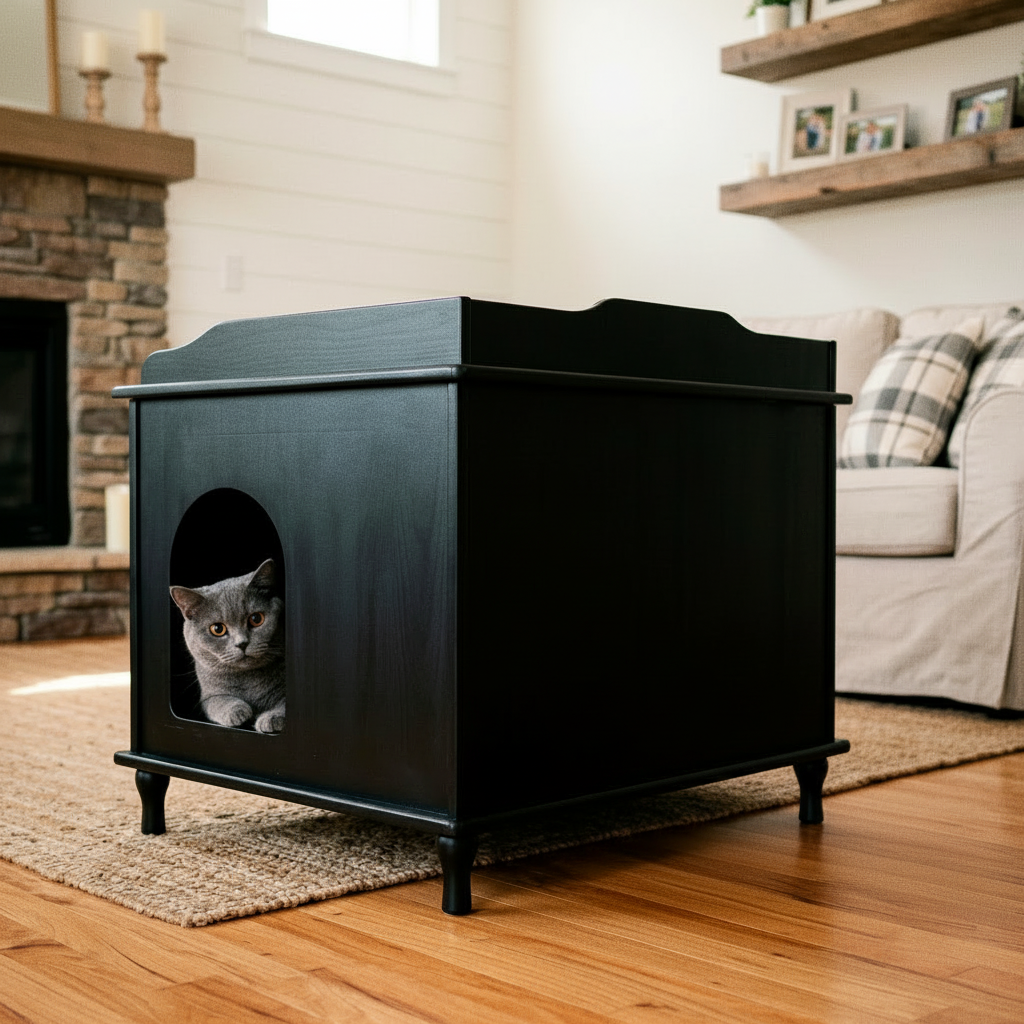 Designer Catbox Cat Litter Box Enclosure, Hidden, Dog-Proof Pet Furniture with Cover, Elegant, Covered, Odor Contained for Large Cats, Cat Litter Box Furniture with Lid