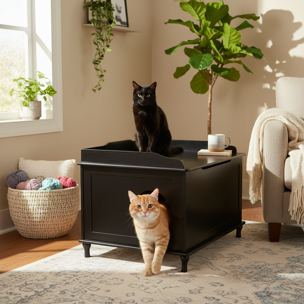Wooden Cat Litter Box Enclosure