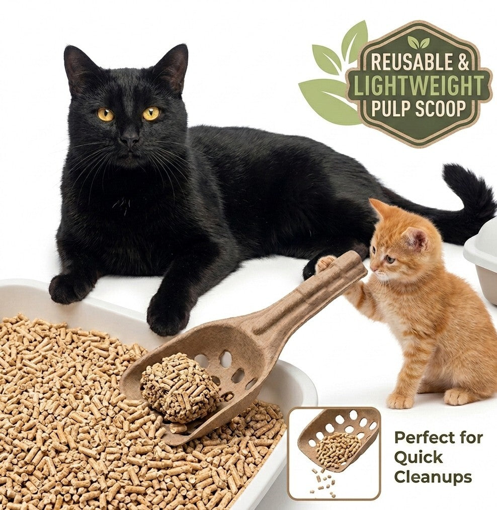 5 Pack Molded Pulp Cat Litter Scoops – Eco Friendly Kitty Sifter