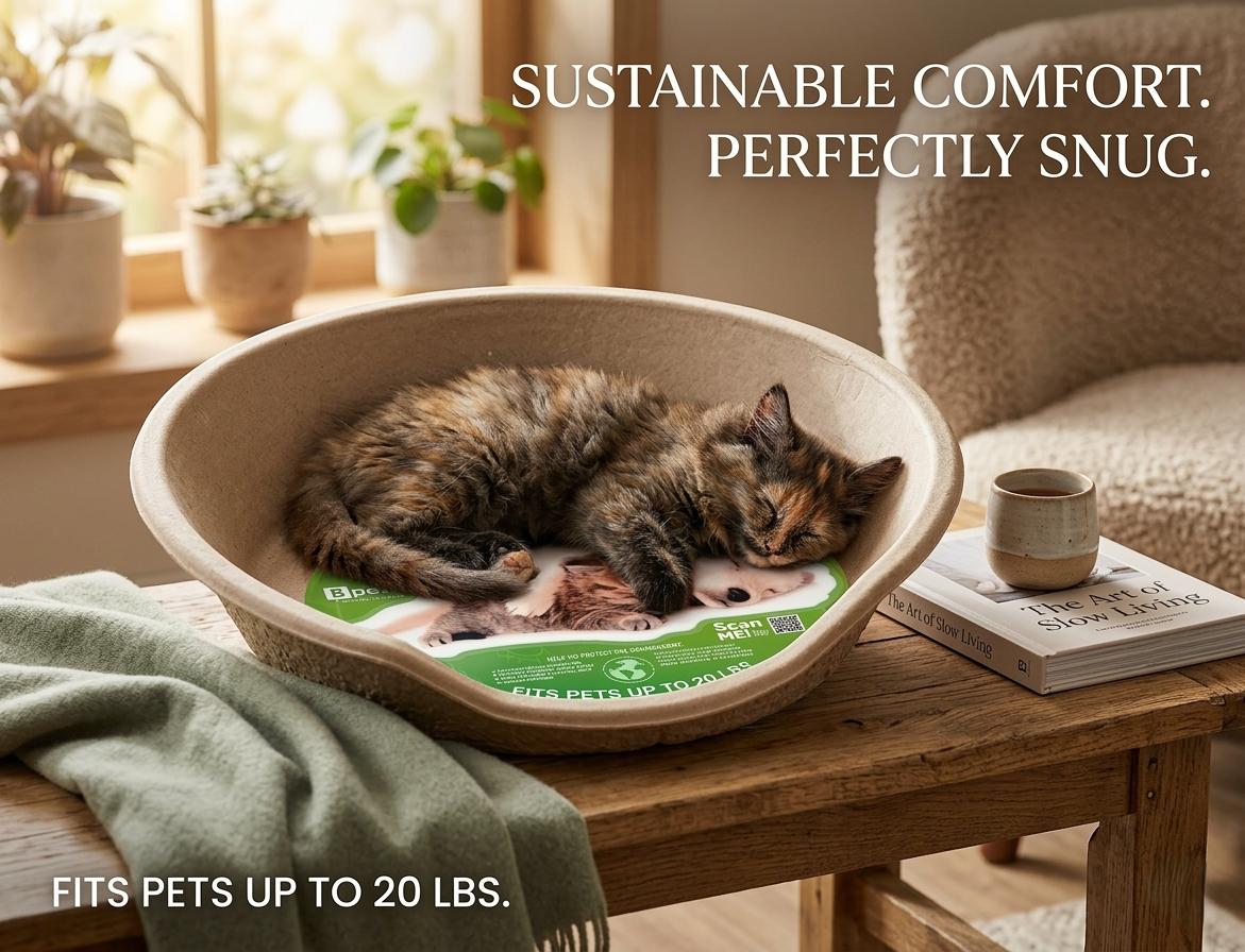 Molded Pulp Round Pet Bed, Minimalist Cat Dog Furniture Lounge