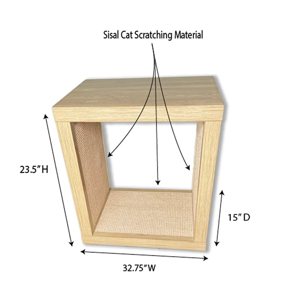 2-in-1 Cat Scratcher End Table – Modern Wood Side Table with Customizable Sisal Scratching Pad – Versatile Furniture for Cats and Home Decor