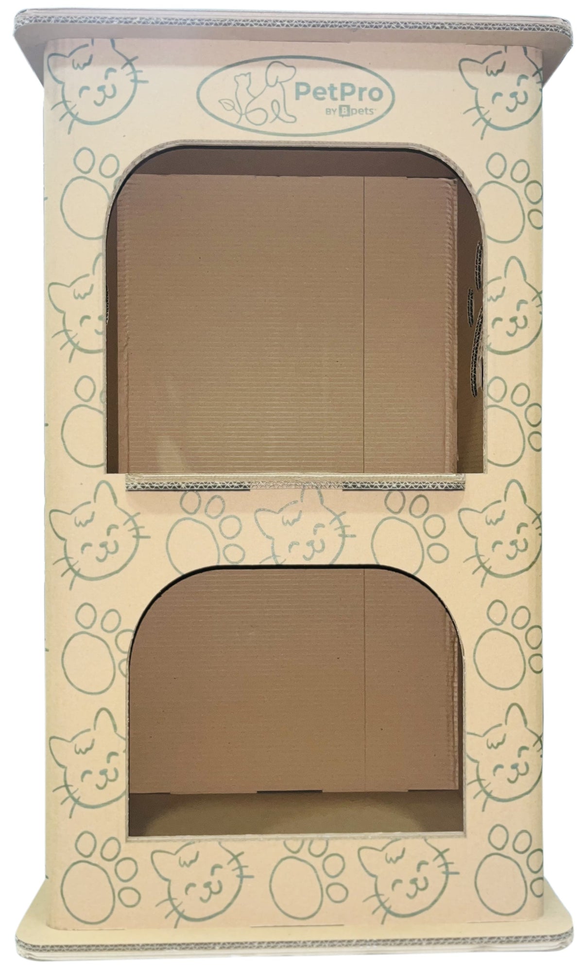 B-pet Multipurpose 2-Floor Pet House, Cat House, Small Animal Hideaway, Eco-Friendly Play House, Corrugated Cardboard Cat Condo, Rabbit Hutch Alternative, Easy Assembly, Durable & Spacious