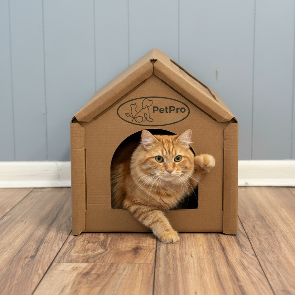 Medium  Corrugated Cardboard Cat House, Cozy Hideaway Scratching Playhouse
