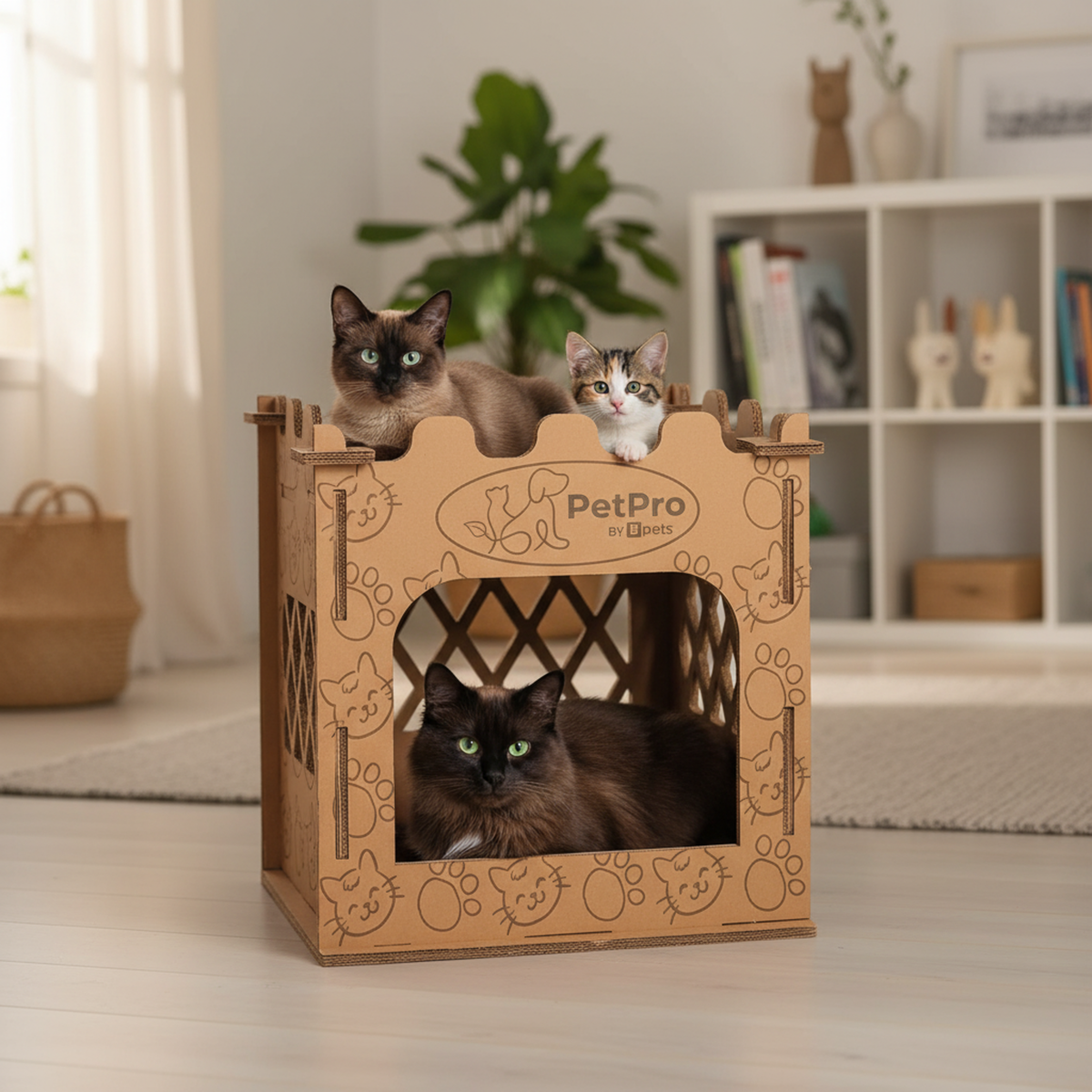 Cardboard Cat Castle – Double Layer Scratch House, Hideaway Playhouse