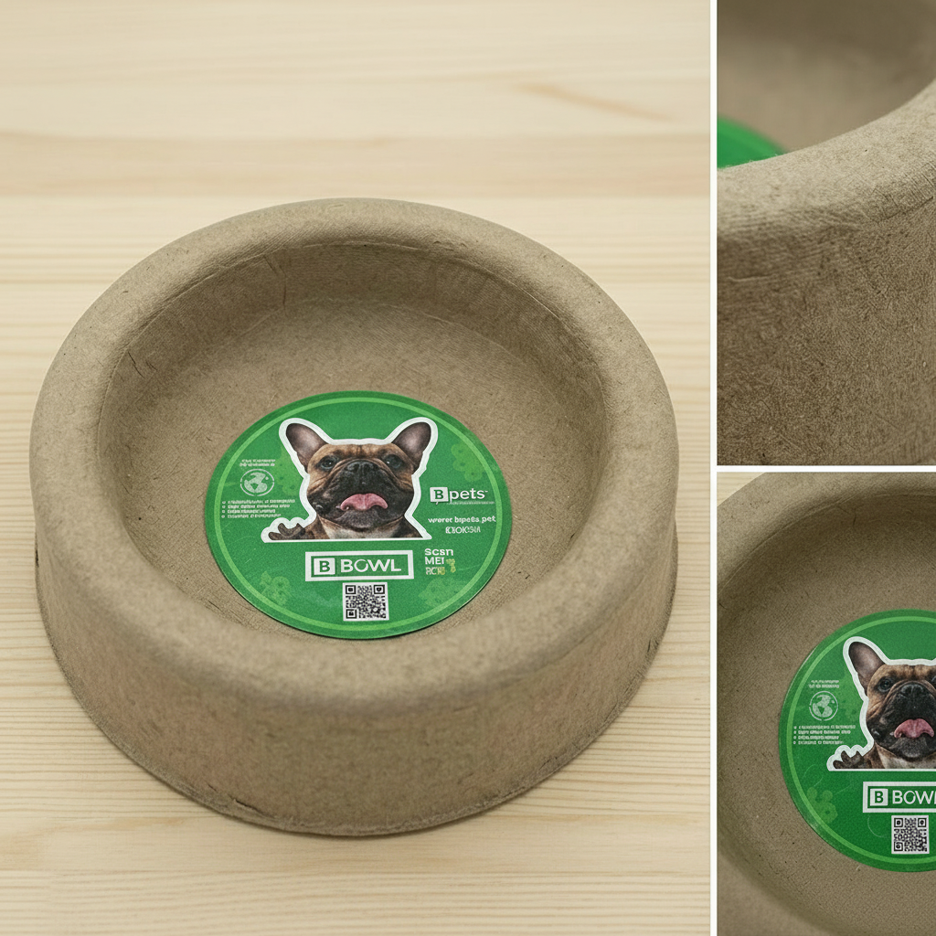 Disposable Molded Pulp Pet Feeding Bowls, 3 Pack, Leak Resistant Cat Dog Food Plate