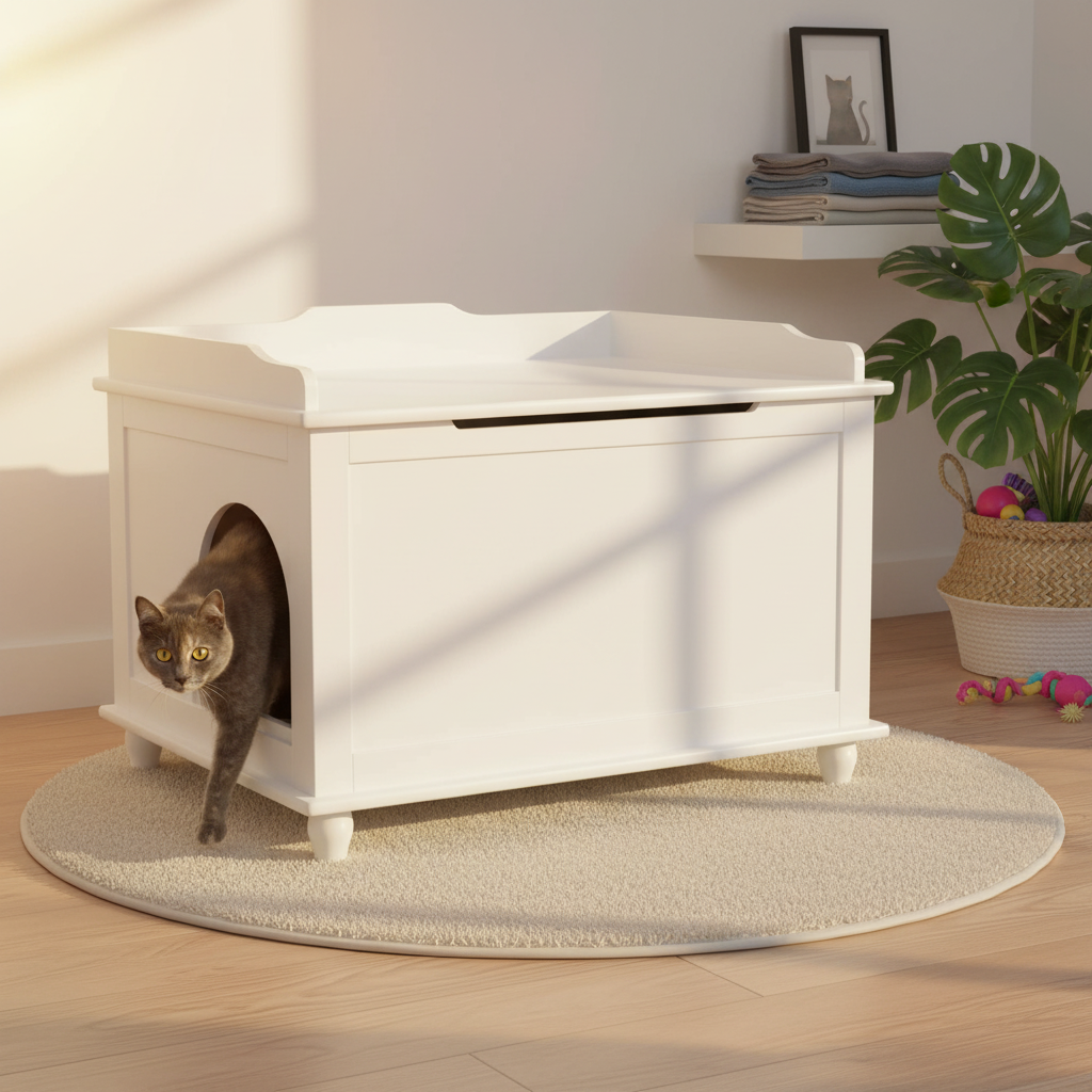 Designer Catbox Cat Litter Box Enclosure, Hidden, Dog-Proof Pet Furniture with Cover, Elegant, Covered, Odor Contained for Large Cats, Cat Litter Box Furniture with Lid