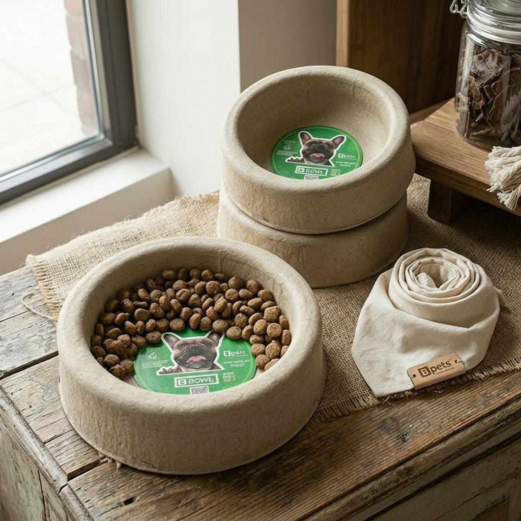 Disposable Molded Pulp Pet Feeding Bowls, 3 Pack, Leak Resistant Cat Dog Food Plate